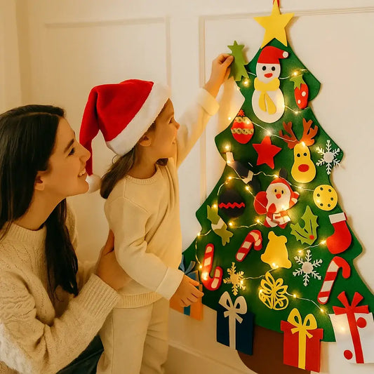 Montessori Felt Christmas Tree With Fairy Lights
